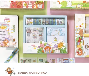 Niedliches Frucht-Märchen Washi-Tape Aufkleber Notizblock Geschenkbox Set für Basteln.