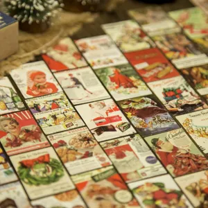 Vintage Christmas decorative cards set, retro journaling collage material paper 8 styles.