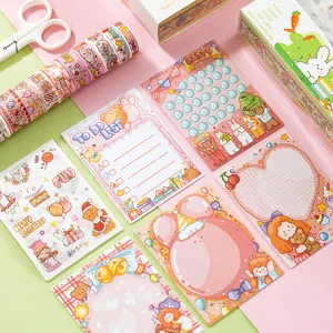 Yuxian Schreibwaren Geschenkbox Washi Tape Sticker Set Süße Cartoon DIY Tagebuch Material