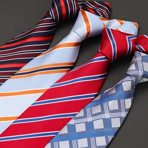 Men's classic business striped and plaid formal necktie set for professional work office