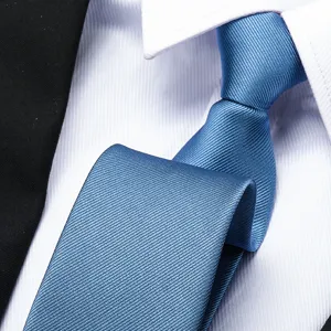 Blue striped necktie detail shot, premium silk texture business formal wear accessory.