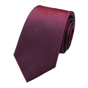 Cravatta in seta bordeaux da uomo, elegante cravatta da lavoro con motivo sottile per abiti.
