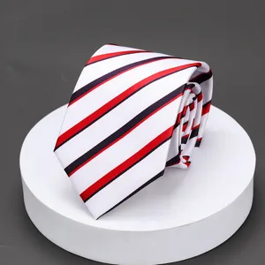Men's classic diagonal striped necktie formal business wear stylish wedding necktie white red blue