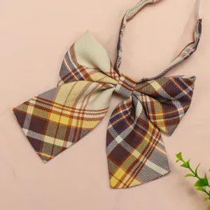 Japanese plaid JK bowtie necktie pre-tied collar accessory for women school uniform shirt detail