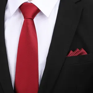 Gedetailleerd uitzicht op bourgondische herenformele das en pochet van klassieke twill-stof