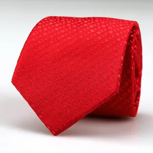 Red men's business formal suit tie with subtle woven texture, elegant wedding necktie accessory.