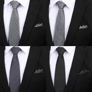 Stropdas en pochet set voor heren zakelijke stijl klassieke grijs varianten nieuw