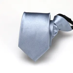 Corbata estrecha brillante azul claro con cremallera para hombre estilo formal de negocios 6cm.