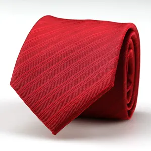 Close-up detail of the elegant red men's business formal tie showcasing fine twill fabric.