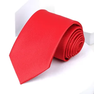 Classic red men's necktie for formal business wear, elegant wedding groom tie, professional look.