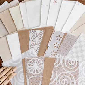 Set de papel decorativo hecho a mano, collage de diario vintage papel cebolla.