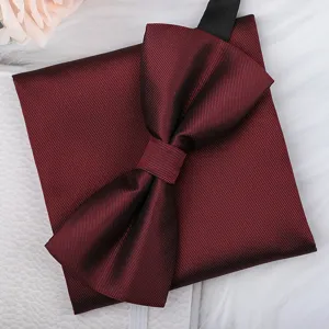 Conjunto de pajarita y pañuelo burdeos para hombre traje de boda formal negocios detalles.