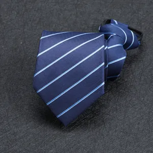 Cravate Formelle d'Affaires pour Hommes avec Fermeture Éclair Classique Sergé Couleur Unie Mariage Marié Accessoire de Mode