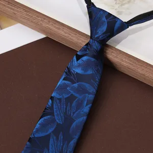 Men's Business Vintage Floral Jacquard Zipper Tie Formal Wedding Suit Necktie Professional Dress Neckwear