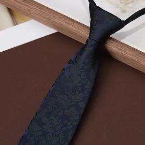 Men's Business Zipper Necktie Detail Retro Floral Pattern Formal Suit Tie Accessory 8cm