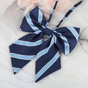 JK Japanese Blue Striped Bow Tie Sailor Suit Shirt Ribbon Collar Accessory Detail