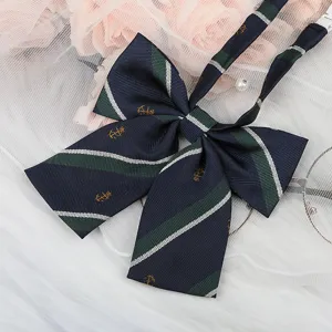 Japanese JK style striped bow tie detail, elegant sailor shirt accessory for women.