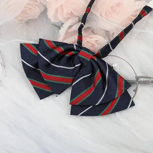 JK uniform bow tie navy blue with red green stripes pre-tied sailor shirt accessory