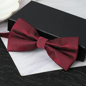 Burgundy patterned double bowtie detail, elegant formalwear accessory for men and weddings.