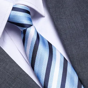 Men business blue striped tie formal professional wedding suit necktie versatile style