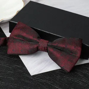 Burgundy polka dot men's bow tie for wedding suit formal dress stylish neckwear accessory