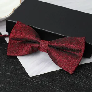Elegant men's glitter bow tie wedding groom party formal shirt accessory wine red