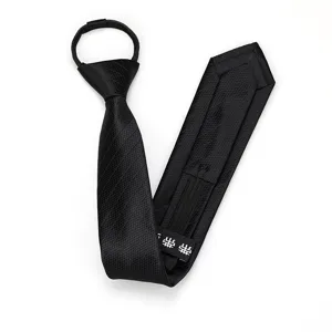 Black zipper tie for men and women, skinny lazy necktie 6cm for formal business wedding