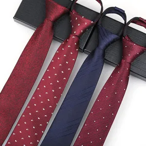 Corbata con cremallera formal de negocios para hombres y mujeres a rayas traje de boda