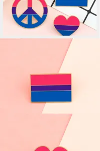 Colorful alloy enamel brooch pin featuring unique pride flag and peace sign designs for fashion.