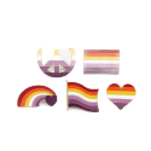 Lesbian pride flag enamel pins set, cute peace sign rainbow heart alloy clothing badge accessories.