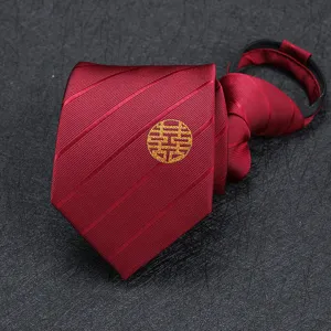 Cravate zippée rouge pour homme mariage marié affaires professionnelle vue de détail