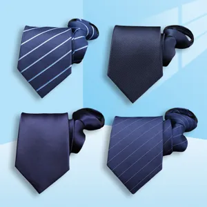Blue zipper tie for men women business professional formal interview wedding stripe design