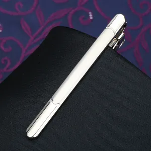 Classic silver tone metal tie clip for men, elegant minimalist business suit accessory.