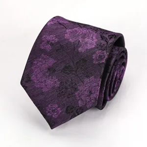 Vintage purple floral feather necktie stylish unisex neck wear for retro fashion outfits.