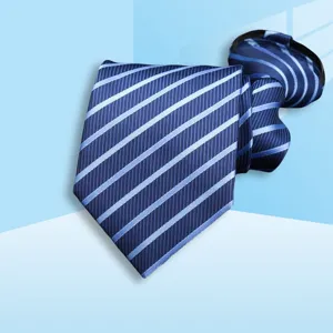 Blue striped zipper necktie for men business formal wear wedding professional office use.