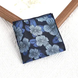 Vintage bloemen pochet voor heren, elegante blauwe pak zakdoek voor formele weddings.