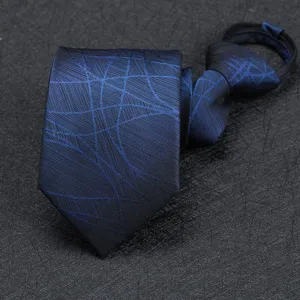 Blue patterned zipper necktie for men, perfect for business formal wear and daily use.