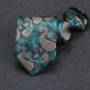 Men's paisley zipper necktie business formal wear stylish wedding groom pre-tied tie accessory