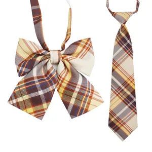 JK uniform accessory set featuring a stylish plaid bow tie and necktie for school outfits.