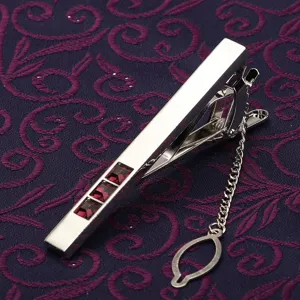 Pince à Cravate Mode Homme Affaires Alliage Strass Cristal Épingle de Cravate Costume Formel Avec Chaîne Boîte Cadeau Bijoux