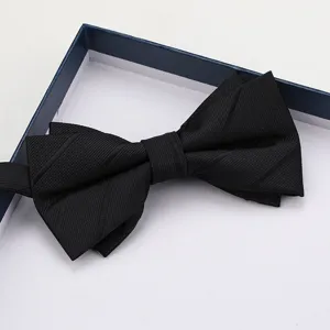 Classico farfallino nero a doppio strato da uomo abito formale matrimonio in scatola.