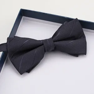 Farfallina doppia da uomo grigio scuro abito formale matrimonio festa scatola regalo