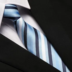Classic striped business necktie detail shot, perfect for formal wear and professional office looks.