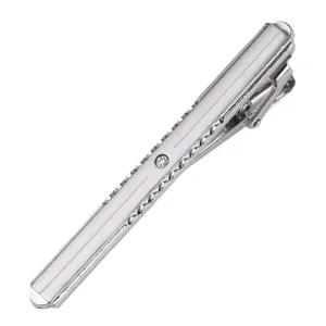 Pisacravatas plateado para hombre con cristal brillante, elegante accesorio para traje de negocios