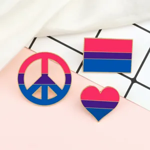 Bisexual Pride Flag Enamel Pins Set Peace Sign Heart Metal Brooch Badge Decor