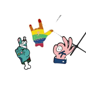 Cute cartoon gesture enamel pin set rainbow zombie ok brooch badge for backpack clothes decor