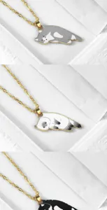 Collana con ciondolo gatto dormiente cartone animato carino con catena d'oro moda quotidiana.