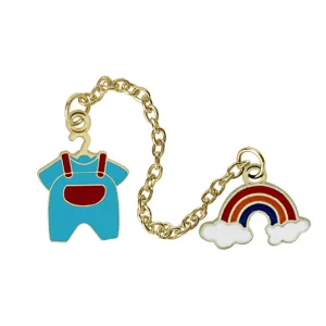 Creative funny rainbow cloud chain metal alloy brooch overalls badge jewelry accessory