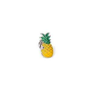 Enamel pineapple brooch pin, cute fruit lapel pin alloy badge detail view for women clothing.