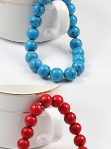 Bracelet en perles extensibles en pierre turquoise bijoux de mode perles rondes art